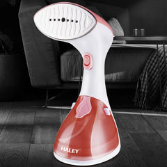 Fier de Calcat Vertical cu Abur HALEY HY-314, 1500W, Design Compact, Incalzire Rapida in 25 Secunde si Performanta Profesionala, Alb/Roz