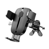 Suport Auto Telefon Kadeny, Prindere Grila Ventilatie, Tija Fixare Reglabila, Rotativ 90 grade, Design Modern, Detalii Fine, Material Plastic si Silicon, 11 x 8.5 cm, Model 2, Negru