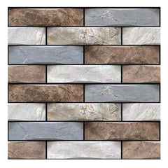 10 x Placi Tapet Autocolant 3D cu Imitatie de Marmura, pentru Perete Bucatarie Sufragerie, Usor de Curatat, Rezistent la Apa, Autoadeziv, 30x30 cm, Gri Maro Bej, Resigilat
