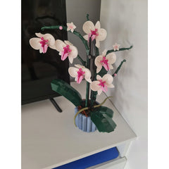 Set de Constructie Orhidee in Ghiveci, Kaveny, 31x6.5x21.5cm, Ornament Creativ, 608 Piese, Multicolor