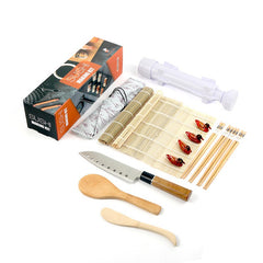 Set Ustensile pentru Sushi, Kadeny, Set din 15 Accesorii pentru Sushi, Set pentru Sushi HOME MADE, Cutit Inclus, Forme, Betisoare, Multicolor