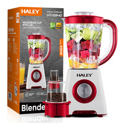 Blender 2 in 1 HALEY® HY-2940, 500W, Capacitate 1.6L, Functie Ice Crush, Protectie Supraincalzire, Alb/Rosu