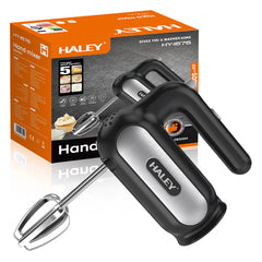 Mixer de Mana Electric HALEY HY-1676, 500W, 5 Viteze + Turbo, Cu Teluri si Carlige din Inox, Usor si Puternic pentru Creme, Aluat si Deserturi