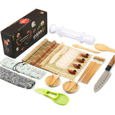 Set Ustensile pentru Sushi, Kadeny, Set din 24 Accesorii pentru Sushi, Set pentru Sushi HOME MADE, Cutit Inclus, Forme, Betisoare, Multicolor