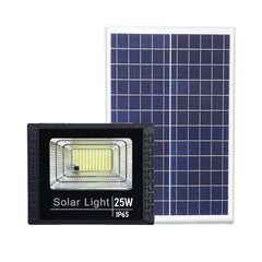 Proiector LED SMD 25W cu incarcare solara Kaveny, panou solar, cu telecomanda, suport prindere, material ABS, 1.2AH, 44 LED-uri, 79Lm, 13x13.5 cm, negru