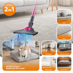 Aspirator HALEY cu bat , Aspirator pentru Covoare, de UZ Casnic, Compact, Puternic si Usor de Utilizat, Roz