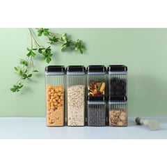 Set 3 Recipiente din Plastic, Kadeny, pentru Alimente/Obiecte, Inchidere Ermetica, Textura Ondulata, 2 x 1.5l, 1 x 3.3 l, Transparent