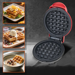 Aparat Mini Waffe HALEY®, 800W, Placi Antiaderente, Indicator Luminos, Design Compact, Rosu