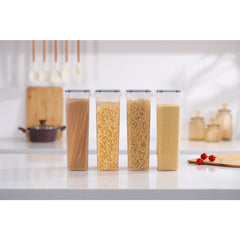 Set 4 Recipiente din Plastic, Kadeny, pentru Alimente/Obiecte, Inchidere Ermetica, 4 x 2.8l, Transparent