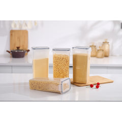 Set 4 Recipiente din Plastic, Kadeny, pentru Alimente/Obiecte, Inchidere Ermetica, 4 x 2.8l, Transparent