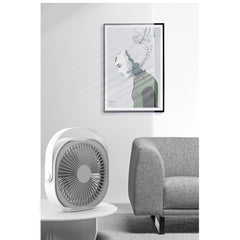 Mini ventilator pentru birou cu usb, Kaveny, rotire 360 grade, 3 viteze, 4000 mA, 13.5 x 12,8, Gri