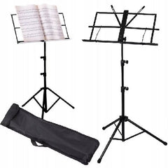Suport Partitura Metalic Reglabil si Pliabil cu Husa, 60 x 30 cm, Negru
