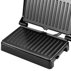 Grill Maker HALEY 2000W, Full Inox, Argintiu/Negru, Tuburi de Incalzire Curvate, Tava de Gatit Integrata