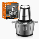 Tocator Universal Electric HY-1220 pentru Carne si Legume, Capacitate 2L, Bol Inox, 4 Lame Premium din Otel Inoxidabil, Motor Puternic 1000W