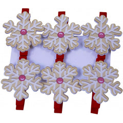 Accesorii creatie - lemn - carlig fulg de nea, colorat, 3.5cm, set 6 buc, Colorarte