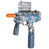Mitraliera de jucarie electrica Kaveny cu bile de hidrogen de gel, gun bluster, tragere in rafala, varsta peste 6 ani, ochelari de protectie, 5000 de bile incluse, cablu de incarcare, 40.1 x 31.6 cm, Mp9, albastru