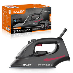 Fier de calcat cu abur HALEY® HY-2060, 2400W, Talpa ceramica, Abur vertical, Auto-curatare, Negru