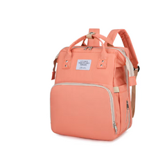 Rucsac Multifunctional 3-in-1 pentru Bebelusi cu Pat Pliabil si Saltea, Roz Deschis – Impermeabil, Spatios, 39x30x18 cm