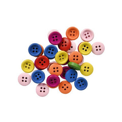 Accesorii creatie - lemn - nasturi, diverse culori, set 35-40 buc, Colorarte