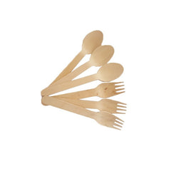 Accesorii creatie - lemn - tacamuri (3 furculite, 3 linguri), natur, set 6 buc, Colorarte