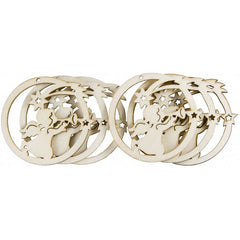 Accesorii creatie - lemn decupat - glob cu ingeras, set 6 buc, Colorarte