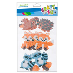 Forme decorative - hartie gumata autoadeziva - animale padure, diverse culori, set 14 buc, Craft with Fun, 463732