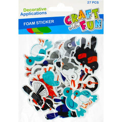 Forme decorative - hartie gumata autoadeziva - pasari diverse, diverse culori, set 27 buc, Craft with Fun, 481000