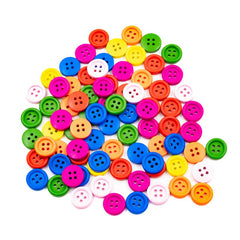 Accesorii creatie - lemn - nasturi, 15mm, diverse culori, set 80 buc, Colorarte