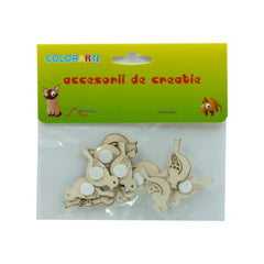 Accesorii creatie - lemn - pasare, cu adeziv, set 12 buc, Colorarte