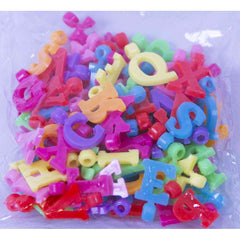 Accesorii creatie - margele alfabet plastic, diverse culori, set 80-100 buc, Colorarte