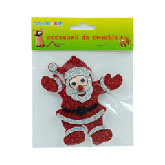 Accesorii creatie - Mos Craciun, sticker gumat cu sclipici, 12cm, Colorarte