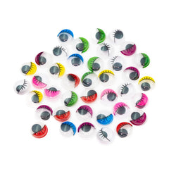 Accesorii creatie - ochisori plastic mari cu gene, diverse culori, 12mm, set 40 buc, Colorarte