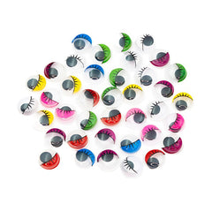 Accesorii creatie - ochisori plastic mici cu gene, diverse culori, 8mm, set 60 buc, Colorarte
