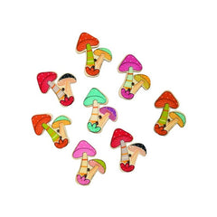 Accesorii creatie - lemn - ciuperci povesti, set 10-12 buc, Colorarte