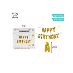 Baloane din folie PartyGo Happy Birthday, 40cm, auriu, FB0356, set 13 buc