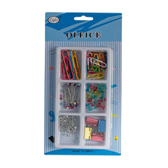 Accesorii set birou Cnx, 129 piese, diverse culori - agrafe, ace gamalie, ace tabla, clips