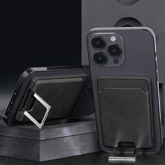 Accesoriu pentru telefon 3 in 1 Kadeny, incarcator Wirelles Magsafe, portofel si suport, negru