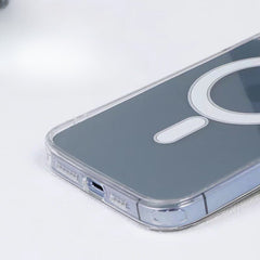 Husa protectie Kaveny pentru iPhone 14 Pro Mag Safe, 2 in 1 incarcare si magnet, Silicone, Transparenta
