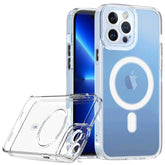 Husa protectie Kaveny pentru iPhone 13 Mag Safe, 2 in 1 incarcare si magnet, Silicone, Transparenta