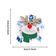 Agrafa de Par, Kaveny, Tema Craciun, Model Ren, din Panza, 8.4 x 8 cm, Multicolor