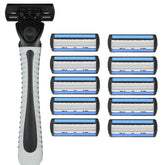 Aparat de Ras Manual, Kadeny, din Otel Inoxidabil, Suport Lama + 10 Capete de Schimb Incluse, Cutie pentru Lame, Negru