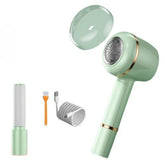 Aparat Pentru Curatat Scame, Par Si Praf, Kaveny, Pentru Diferite Tipuri De Material, Cu Lame Din Otel Inoxidabil, Incarcare Prin USB Type-C, Cu Perie De Curatare, Cablu USB Si Stick Cu Lipici Incluse, Verde, 220 x 86 mm