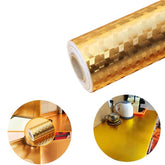 Autocolant de Bucatarie, Kaveny, Autoadeziv, Impermeabil, Rezistent la Temperaturi Ridicate, din PVC, 60 x 100 cm, Model Cub 3D, Auriu