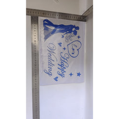 Sticker Autocolant, Kaveny, Tematica Nunta, Model Scris Happy Wedding, 21x29 cm, Albastru