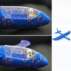 Avion Planor cu Pilot, Kaveny, Din Polistiren, Cu Lumini in Cabina Pilotului, Lungime 47 cm, Albastru