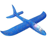Avion Planor cu Pilot, Kaveny, Din Polistiren, Cu Lumini in Cabina Pilotului, Lungime 47 cm, Albastru