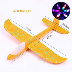 Avion Planor cu Pilot, Kaveny, Din Polistiren, Cu Lumini in Cabina Pilotului, Lungime 47 cm, Portocaliu
