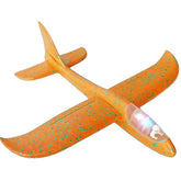 Avion Planor cu Pilot, Kaveny, Din Polistiren, Cu Lumini in Cabina Pilotului, Lungime 47 cm, Portocaliu