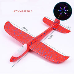 Avion Planor cu Pilot, Kaveny, Din Polistiren, Cu Lumini in Cabina Pilotului, Lungime 47 cm, Rosu