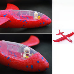 Avion Planor cu Pilot, Kaveny, Din Polistiren, Cu Lumini in Cabina Pilotului, Lungime 47 cm, Rosu